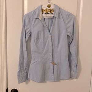 H&M blue pinstripe button down size 2
